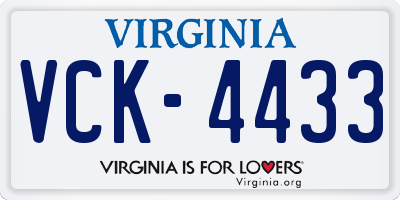 VA license plate VCK4433