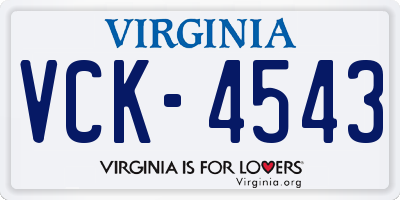 VA license plate VCK4543