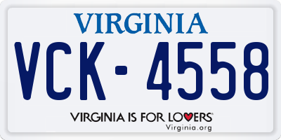 VA license plate VCK4558