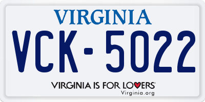 VA license plate VCK5022