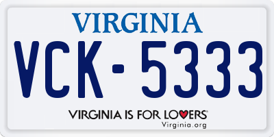 VA license plate VCK5333