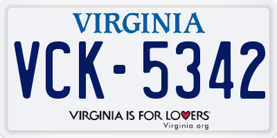 VA license plate VCK5342