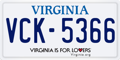 VA license plate VCK5366