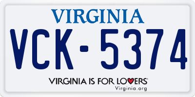 VA license plate VCK5374