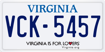 VA license plate VCK5457