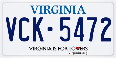 VA license plate VCK5472