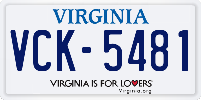 VA license plate VCK5481