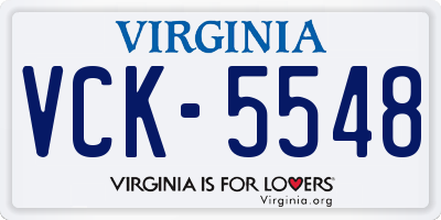 VA license plate VCK5548