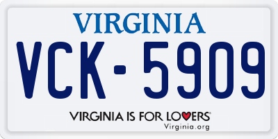 VA license plate VCK5909