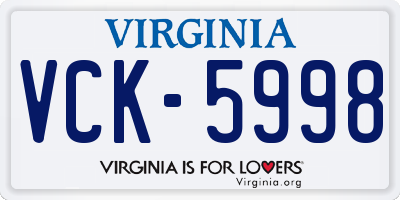 VA license plate VCK5998