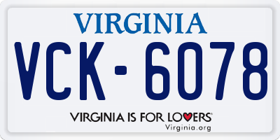 VA license plate VCK6078
