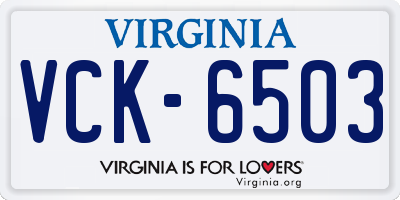 VA license plate VCK6503