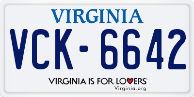 VA license plate VCK6642
