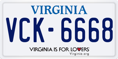 VA license plate VCK6668