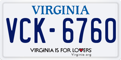 VA license plate VCK6760