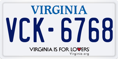 VA license plate VCK6768