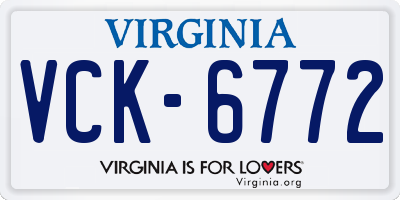 VA license plate VCK6772
