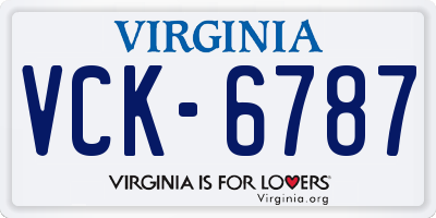 VA license plate VCK6787