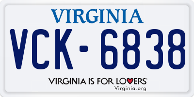 VA license plate VCK6838