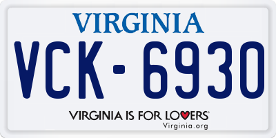 VA license plate VCK6930