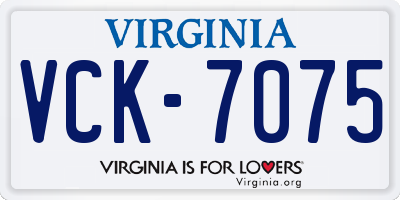 VA license plate VCK7075