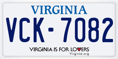 VA license plate VCK7082