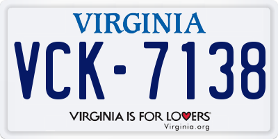 VA license plate VCK7138