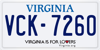 VA license plate VCK7260