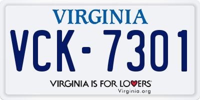 VA license plate VCK7301