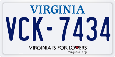 VA license plate VCK7434