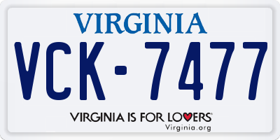 VA license plate VCK7477