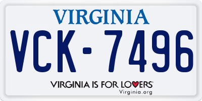 VA license plate VCK7496