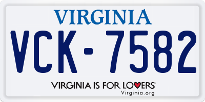 VA license plate VCK7582