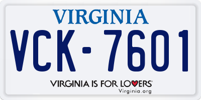 VA license plate VCK7601