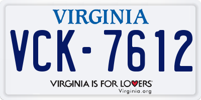 VA license plate VCK7612