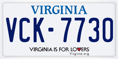 VA license plate VCK7730