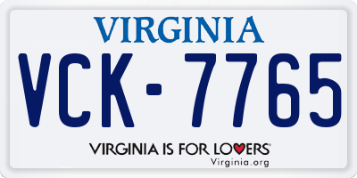 VA license plate VCK7765