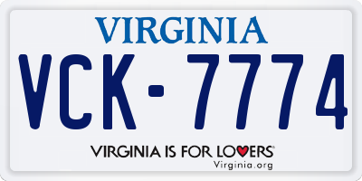 VA license plate VCK7774