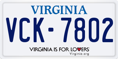 VA license plate VCK7802