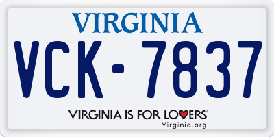 VA license plate VCK7837