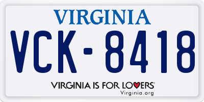 VA license plate VCK8418