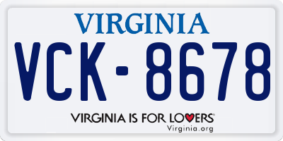 VA license plate VCK8678
