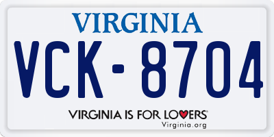 VA license plate VCK8704