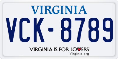 VA license plate VCK8789