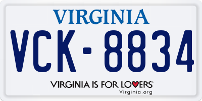 VA license plate VCK8834