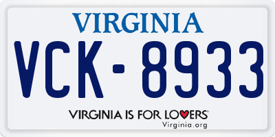 VA license plate VCK8933