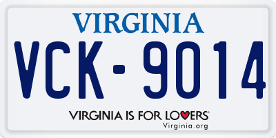 VA license plate VCK9014