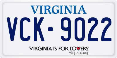 VA license plate VCK9022