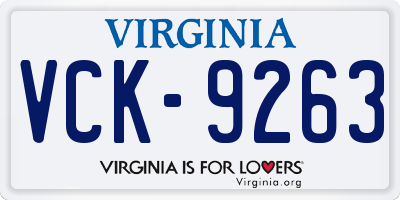 VA license plate VCK9263