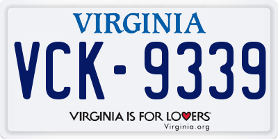 VA license plate VCK9339